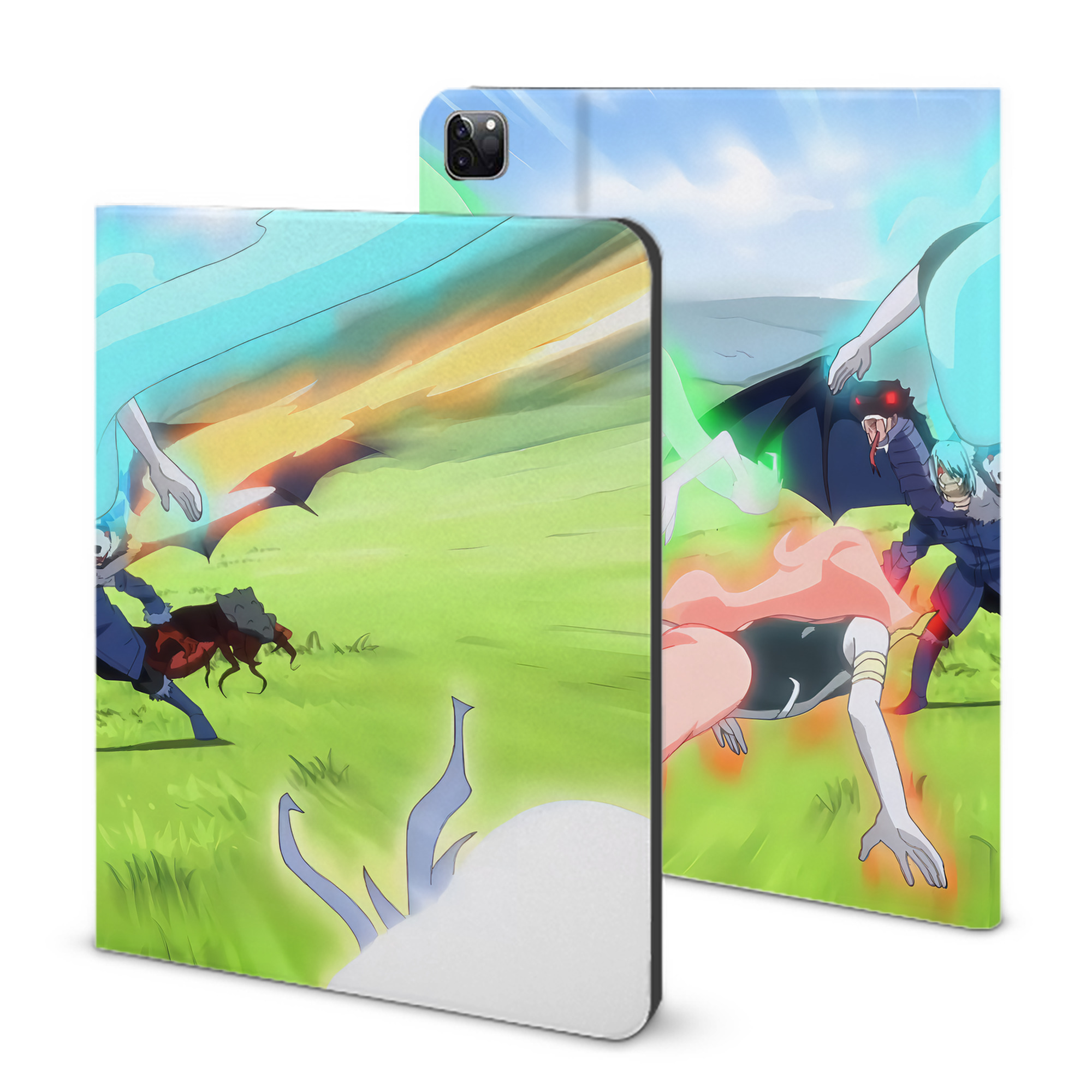 （画像用） 転スラ Regarding Reincarnated to Slime IPad ケース ブック型 PUレザー TPU 耐衝撃 軽量 薄型 ペン収納なし 全面保護 IPad 各モデル対応